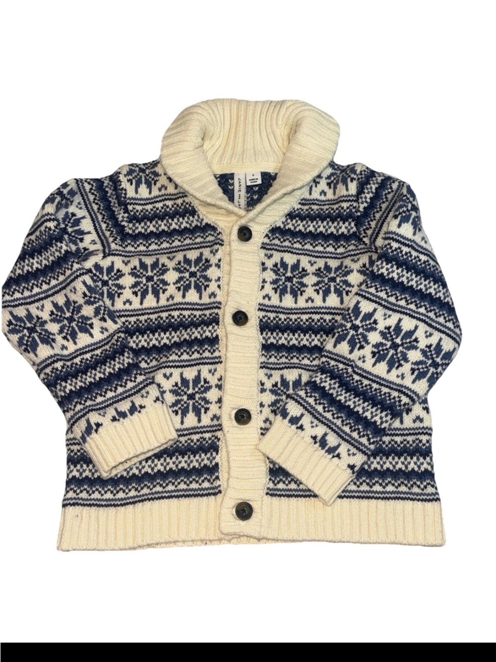 Janie And Jack The Festive Fair Isle Cardigan 3 Sweater Blue Cream